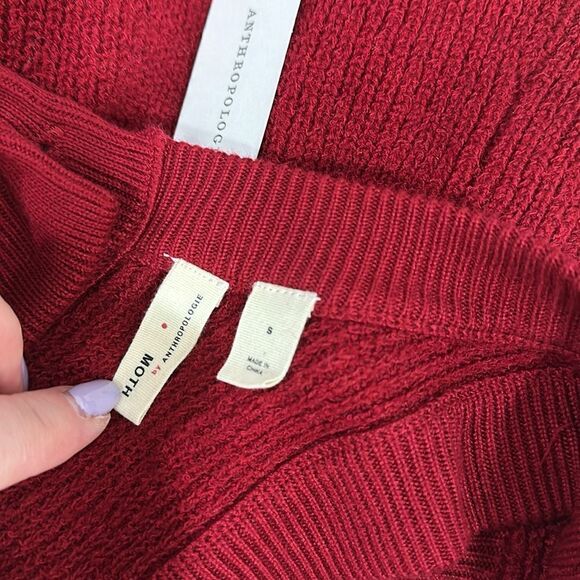 MOTH Anthropologie Buttoned Sweater Tank In Burgundy Size S - Picture 4 of 8